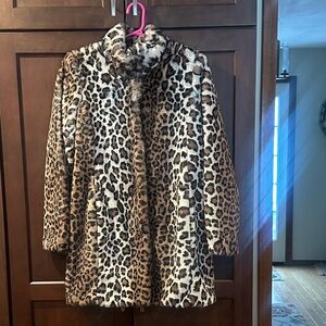 LOFT NWT Leopard Print Faux Fur Coat!  Size S!